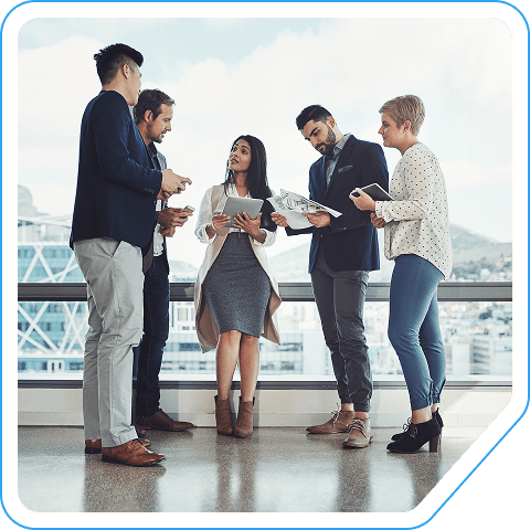 Colleagues networking together
